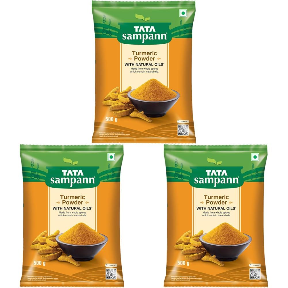 Tata Sampann Turmeric Powder With Natural Oils, 500g, Haldi Powder (Pack of 3)