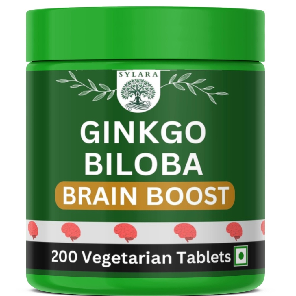 Sylara Brain Booster Supplement with Ginkgo Biloba And Brahmi - 200 Tablets/Capsules Supplements for kids and adults - May boost memory & focus