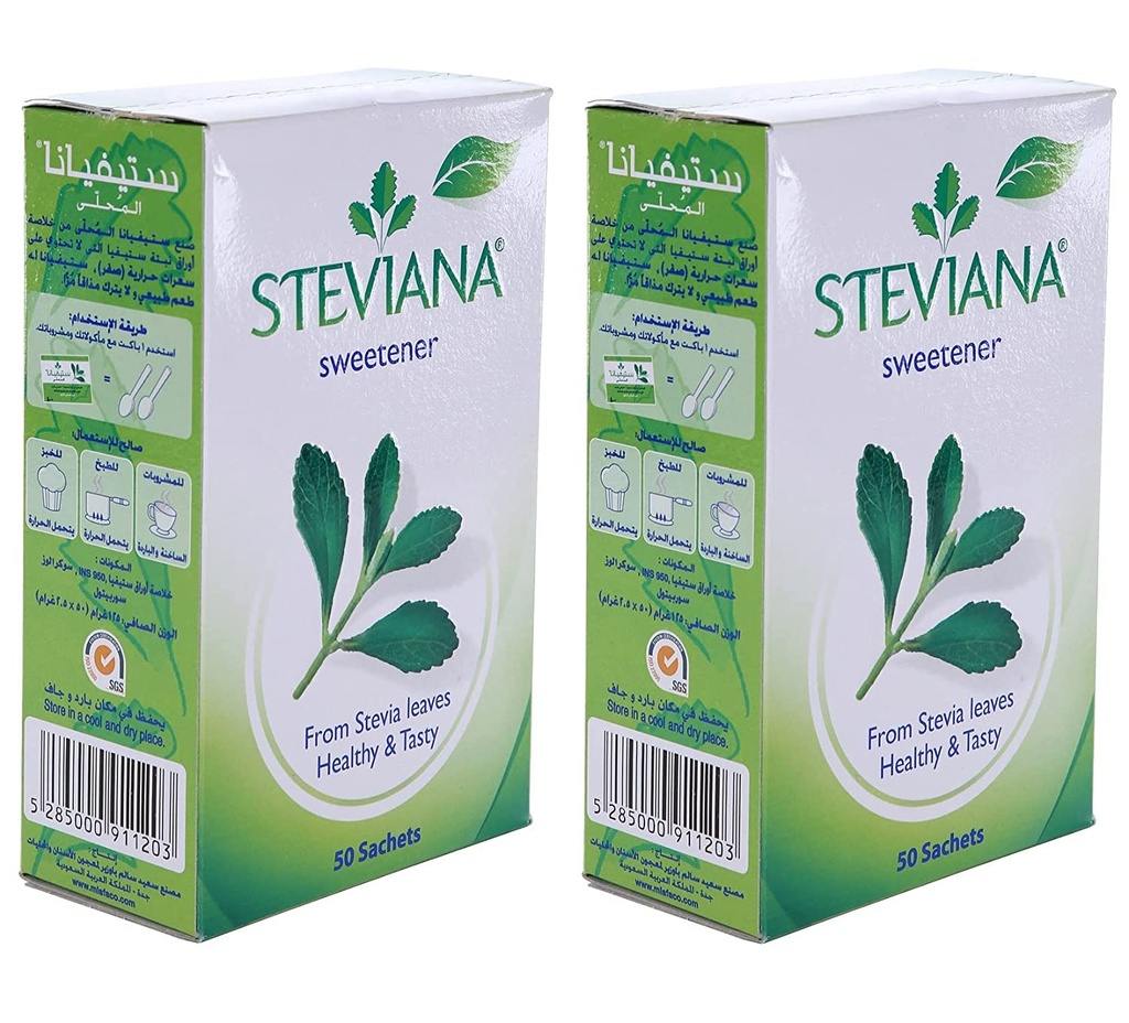Steviana Sweetener From Stevia Leaves 50 Sachet (Pack Of 2)
