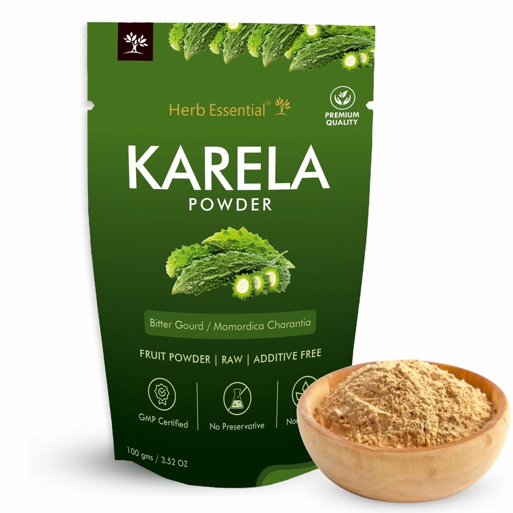 Herb Essential Karela Powder 100g, Bitter Gourd Momordica Charantia Herb