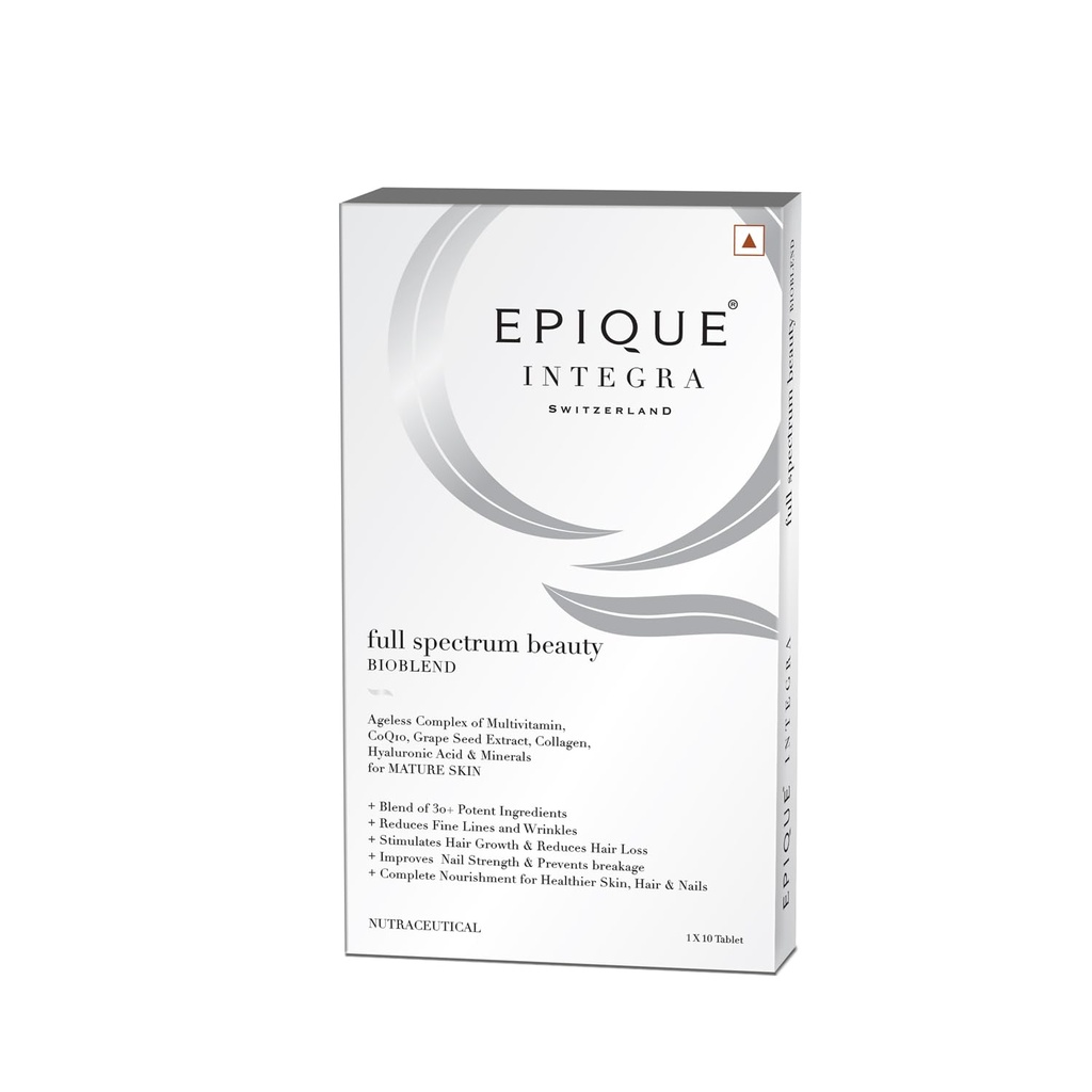 Epique Integra Full Spectrum Beauty Bioblend | Multinutrient Skin, Hair & Nail Supplement | Reduces Fine Lines & Wrinkles | Boosts Hair Growth & Reduces Hair Fall | Strengthens Nails | 30+ Clinically Researched Ingredients | 1 Tablet/Day