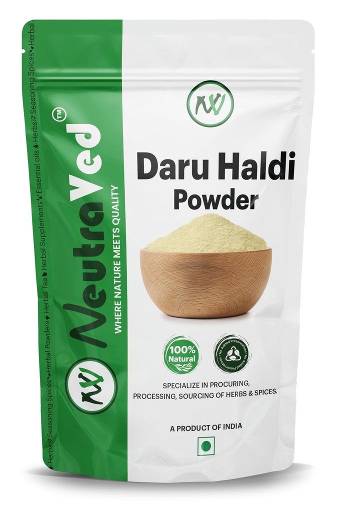 NeutraVed Daru Haldi Powder (100g) | Pure Daruharidra Root (Berberis Aristata) | Natural Source of Berberine | Tree Turmeric for Skin Care & Blood Sugar Support | Traditional Ayurvedic Herb