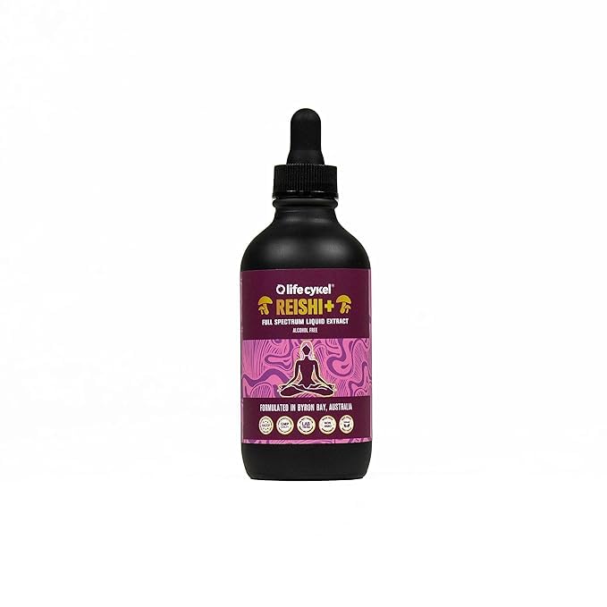 Life Cykel Reishi Mushroom Extract |Full Spectrum Liquid Extract| Premium Dual Extract | Worlds Most Trusted Mushroom Supplements|100% Vegan | Relaxation | Calm | Sleep | 60 mL