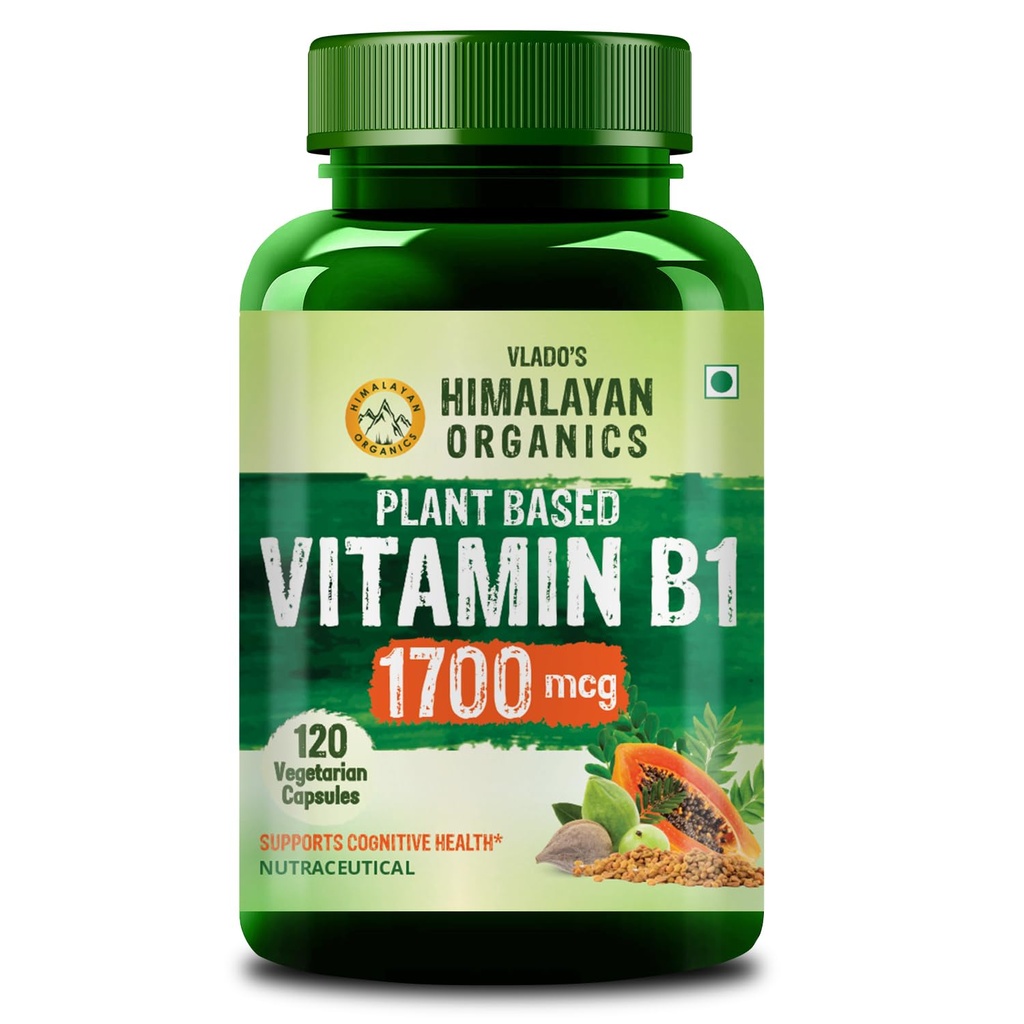 Vlado's Himalayan Organics Plant-Based Vitamin B1 1700Mg Supplement For Men and Women| Rich in Antioxidants | Supports Memory And Energy (120 Capsules)