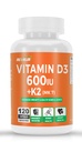 NutriJa Vitamin D3 600IU + K2 55mcg as MK7 Supplement 120 capsules - Stronger Immunity, Supports Bones, Joints & Heart Health