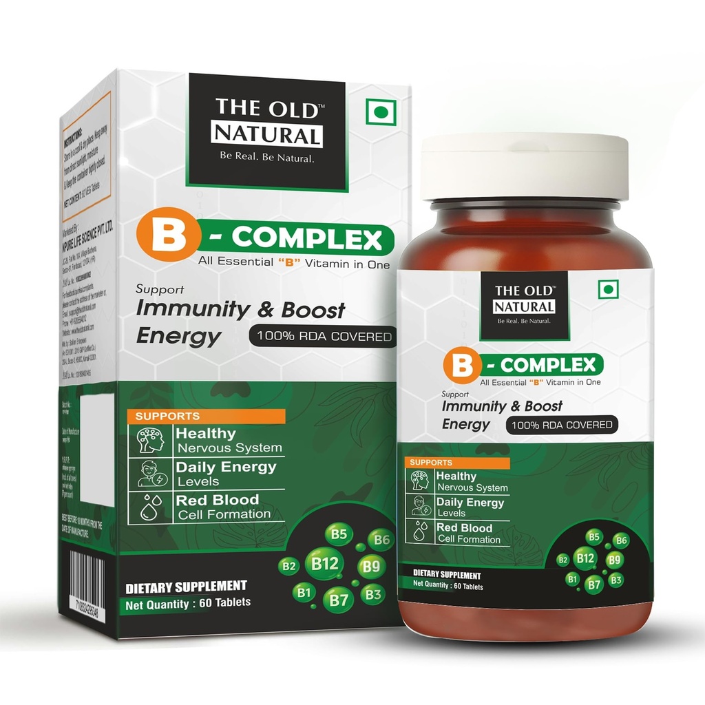 B-Complex Veg Tablets | All 8 Essential B Vitamins for Immunity, Energy & Nerve Health | Vitamin B Complex Supplements for Women & Men - 60 Vegetarian Tablets