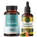 HERBAMAMA Turmeric Extract and Pine Bark Kit - Bundle of 400 mg French Maritime Capsules & Turmeric Extract Tincture 2 fl oz - Vegan, Non-GMO, Sugar & Alcohol-Free - 2 Pack