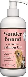   Brand - Wonder Bound Wild Alaskan Salmon Oil - Skin and Coat Support, Omega 3 Supplement for Dog and Cat , 8 fl oz