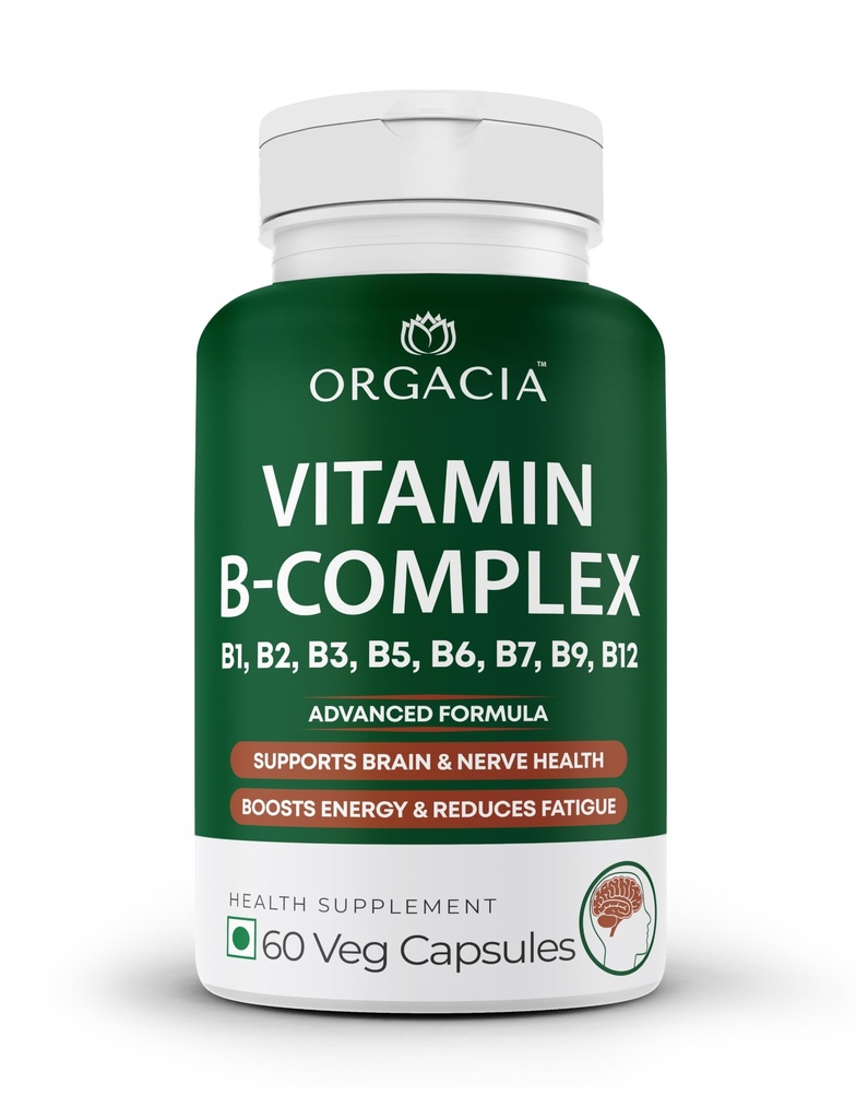 Vitamin B Complex with Vitamin B12 & Biotin | Pure Bioactive B1, B2, B3, B5, B6, B9 | High Potency B Complex Supplements for Energy, Brain, Metabolism & Immunity - 60 Veg B Complex Capsules