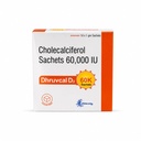 Dhruvcal D3 Vitamin D3 60000 IU Sachets - Cholecalciferol High Strength Supplement | Sugar-Free, Diabetic-Friendly | Supports Bone, Joint & Immunity Health | 10 Sachets x 1g, Once-Weekly Dose