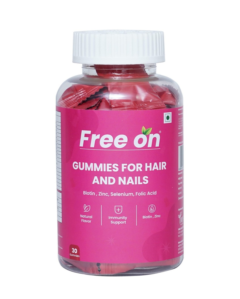 Free On Hair Gummies for Adults - Biotin, Zinc & Selenium, 60 Gummies