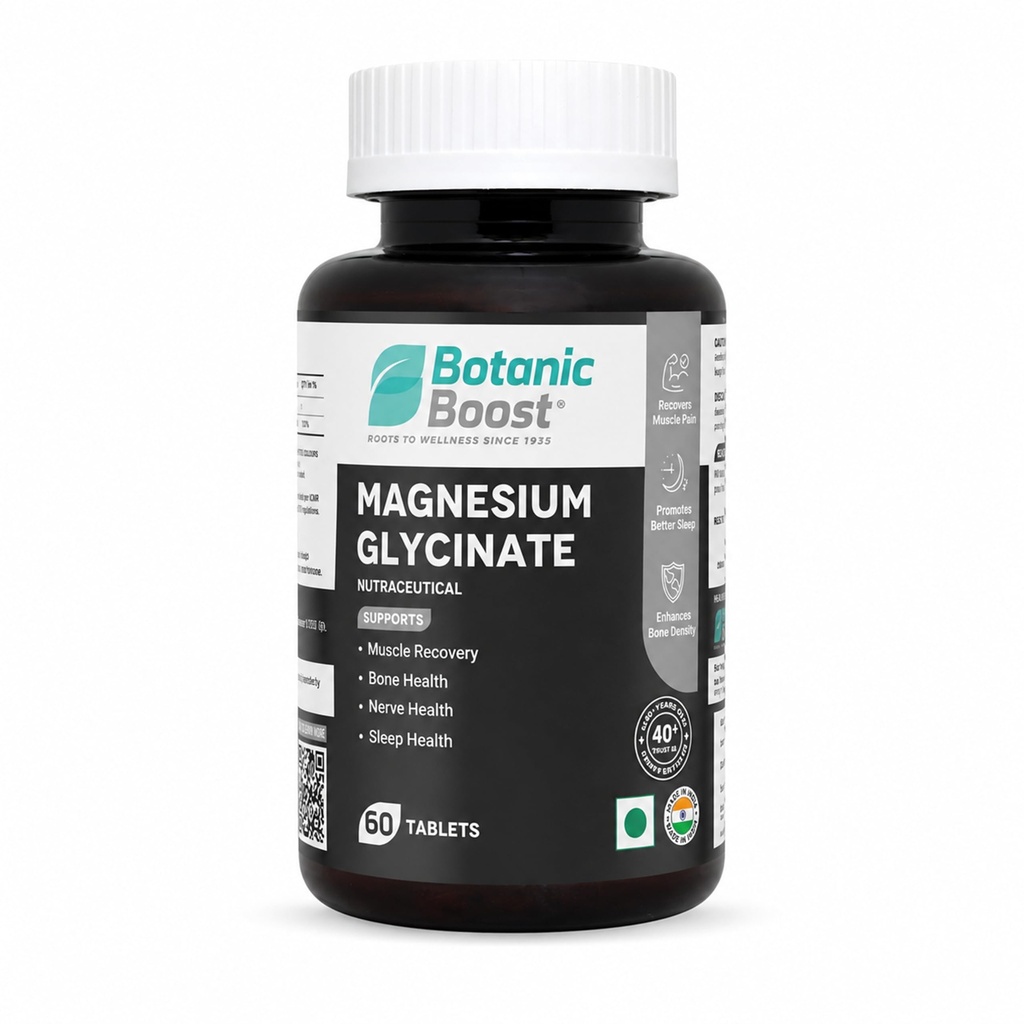 Magnesium Glycinate Tablets 440mg for Adults | Chelated Magnesium Supplement for Muscle Recovery, Bone Strength, Nerve Function, Sleep Support & Relaxation | 60 Tablets