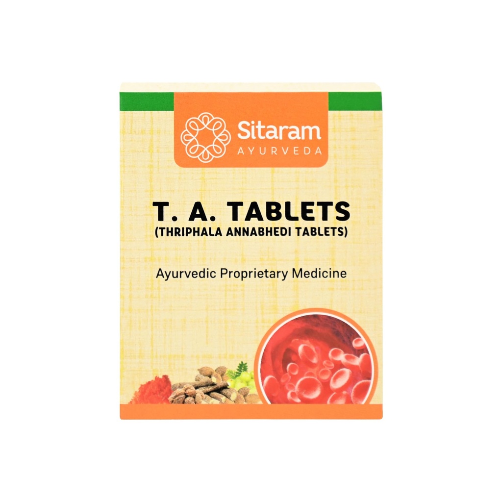 Sitaram Ayurveda TA Tablet | Natural Iron Supplement with Kaseesa Bhasma, Triphala & Yashtimadhu | Supports Hemoglobin, Blood Health & Menstrual Wellness | 60 Tablets