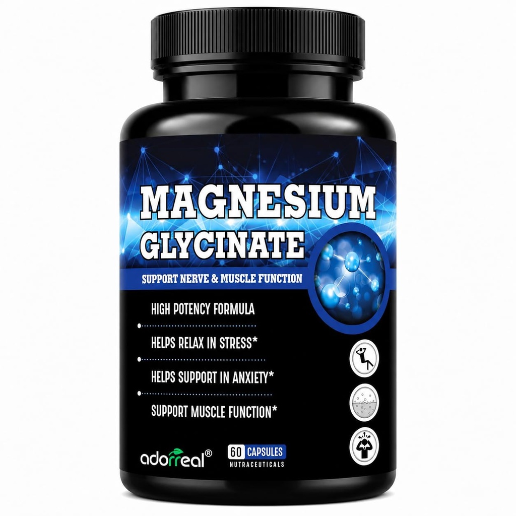 High Absorption Magnesium Glycinate 750mg | 165mg Elemental Mineral | Supports Muscle Recovery, Nerve Health, Relaxation & Sleep | 60 Veg Capsules