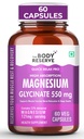 The Body Reserve Magnesium Glycinate Supplement - 60 Vegetable Capsules, 550mg Per Serving, High Absorption Chelated Form - Supports Muscle & Nerve Health, Relaxation for Men & Women