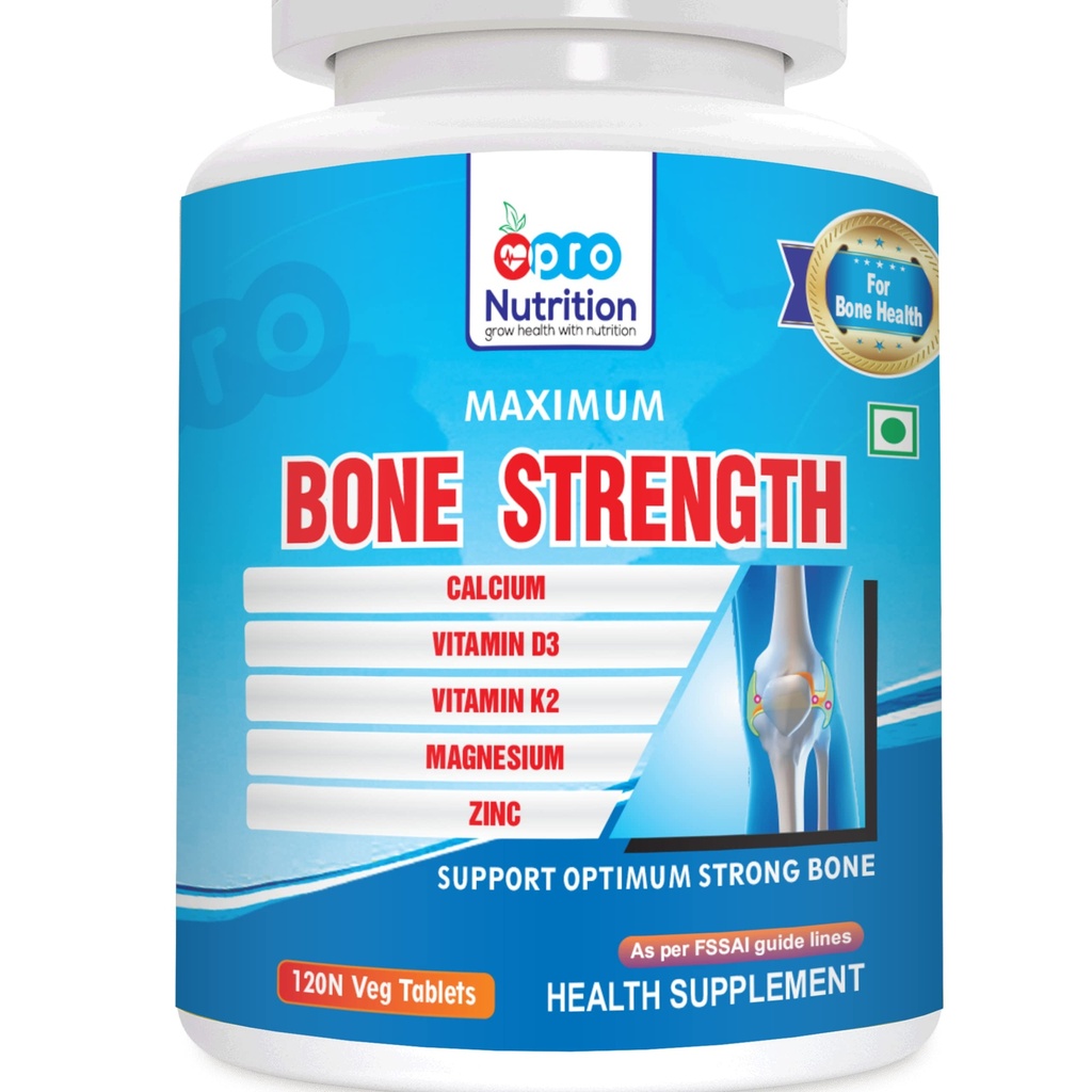 Pronutrition Calcium Citrate Tablets with Vitamin D3, Vitamin K2-7, Magnesium & Zinc | Complete Bone Health Supplement for Adults | Supports Bone Strength & Mineral Absorption | 120 Vegetarian Tablets
