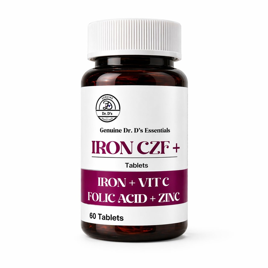 iron CZF+ Iron Supplement 50 mg with Vitamin C, Zinc & Folic Acid, 60 Tabs
