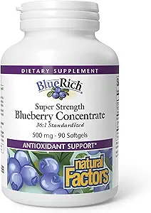 BlueRich by Natural Factors, Super Strength Blueberry Concentrate, Antioxidant Support for Overall Good Health, 90 Softgels