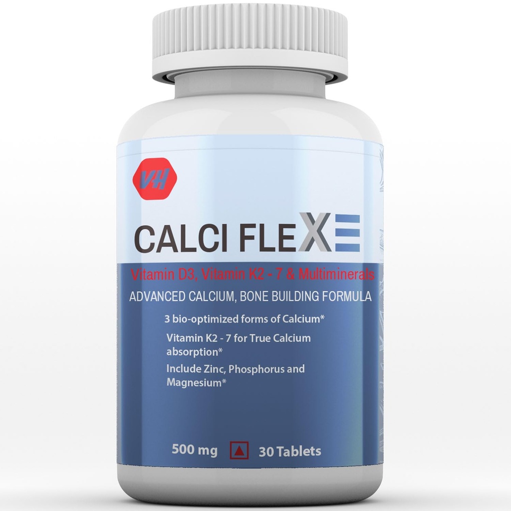 Calcium And Vitamin D3 Tablets | Calcium Tablets for Women & Men | Magnesium Zinc Supplement With Vitamin D3 + K2 MK7 To Support Bones health, Joints & Immunity CALCIFLEX by Vitaminhaat - 30 Tablets