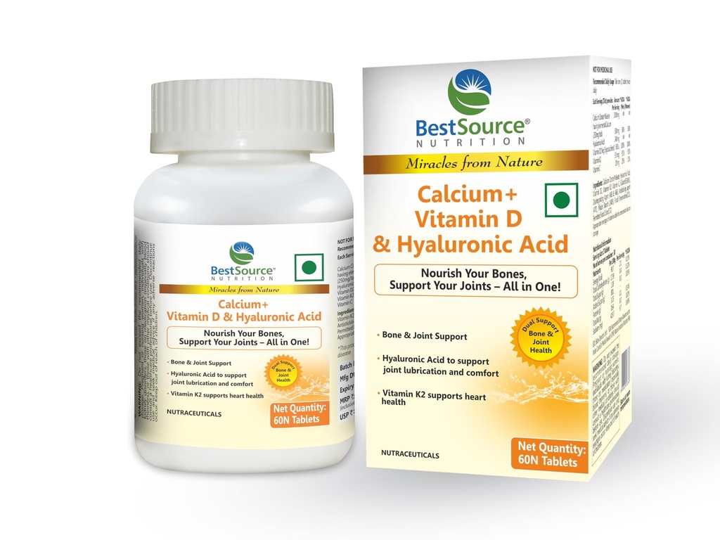 BestSource Calcium, Vitamin D, K2 & HA for Bones & Joint Mobility, 60 Tabs