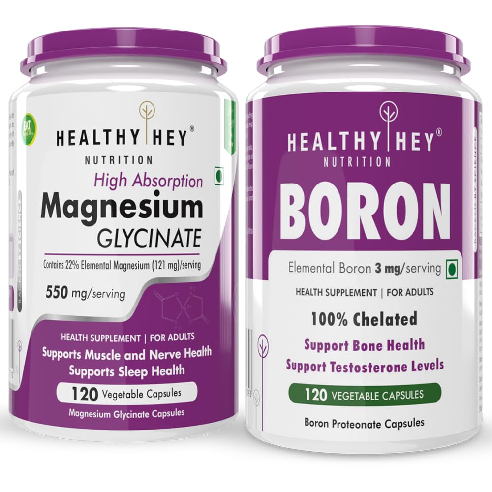 HealthyHey Nutrition Magnesium Glycinate 120 capsules & Boron 120 capsules