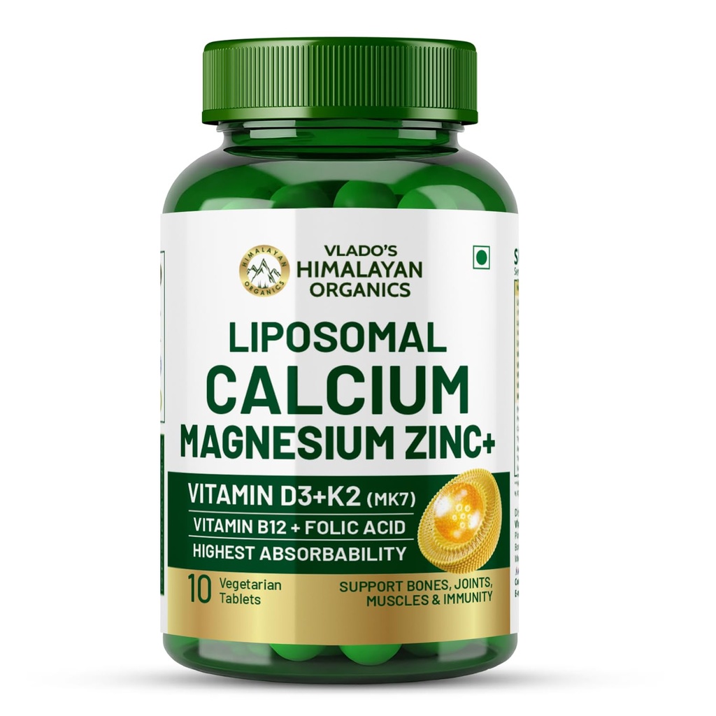 Vlado’s Himalayan Organics Plant Based Calcium Magnesium + Zinc - 10 Veg Tablets