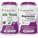 HealthyHey Nutrition Milk Thistle 120 capsules & Magnesium Glycinate 120 capsules