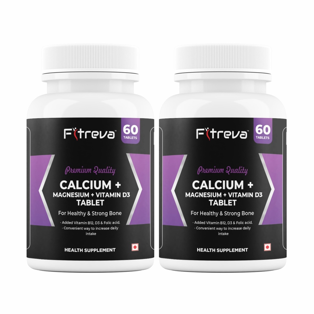 Calcium + Magnesium + Vitamin D3 Tablets for Healthy and Strong Bone - 120 Coated Tablets