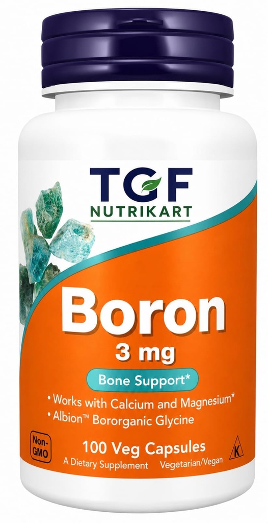 Boron 3 mg Bone Support | 100 Veg Capsules | Mineral Supplement for Bone Health, Calcium & Vitamin D Metabolism Support | Vegetarian Capsules for Men & Women