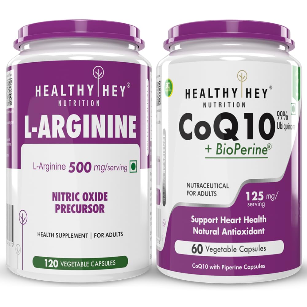 HealthyHey Nutrition L-Arginine 120 capsules & CoQ 10 125mg 60 capsules