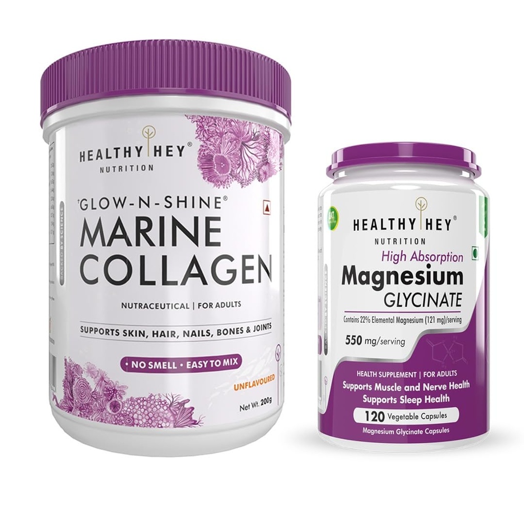 HealthyHey Nutrition Marine collagen orange & Magnesium Glycinate 120 capsules