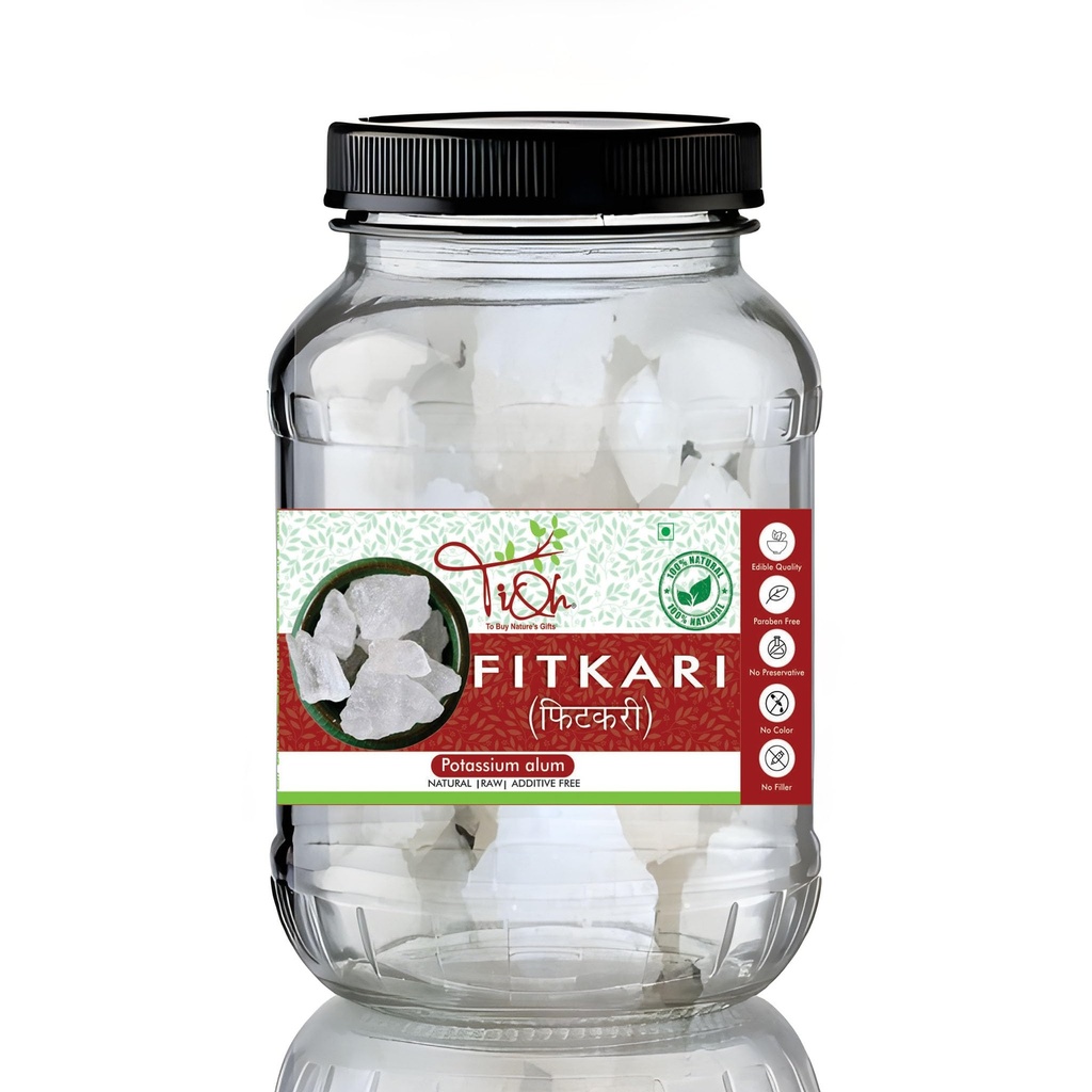 Fitkari Natural Potassium Alum Crystal, Raw, Multi-Purpose for Beauty and Hygiene,Alum Stone for Face | Fitkari Stone for Skin Tightening, Water Purification, Shaving & Teeth Care | Premium White Crystals Fitkiri Alum | Gentle & Effective Pack of (200 g)