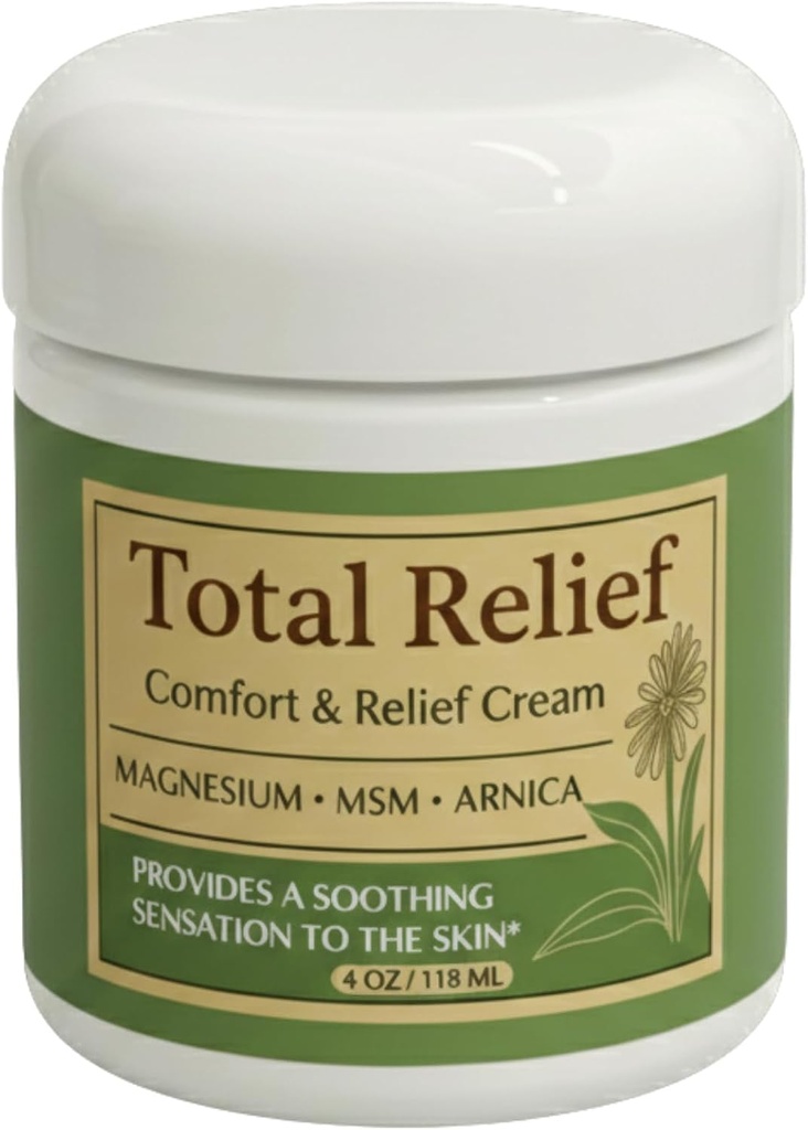 Total Relief Magnesium Cream for Nerves – Fast-Absorbing MSM & Arnica Cream for Healthy, Comfortable Nerves and Daily Comfort (pack of 2)