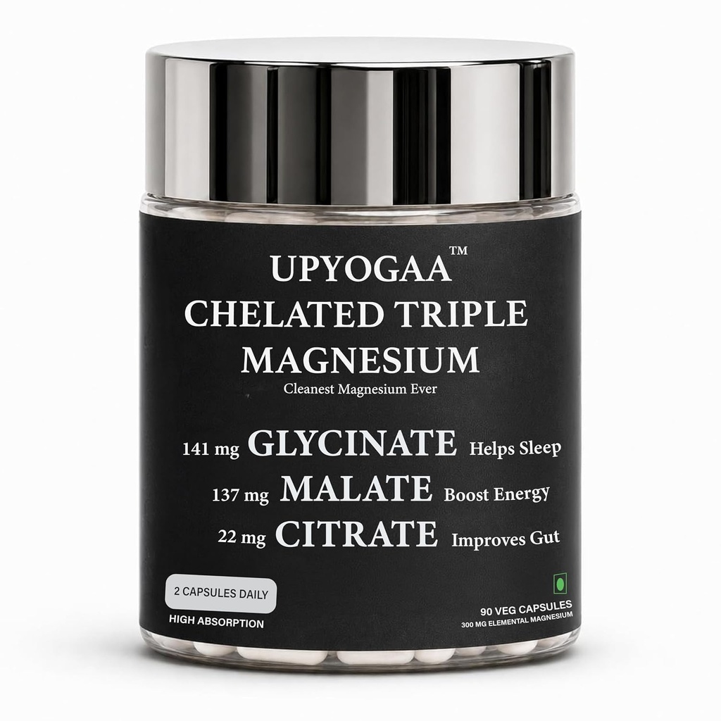 Triple Magnesium Complex, Glycinate, Malate and Citrate, 300 mg Elemental Magnesium, Sleep and Energy Support, 90 Veg Capsules