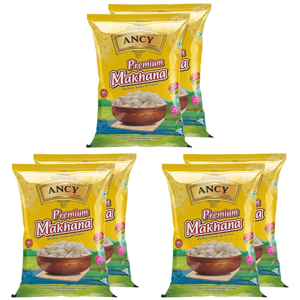 Ancy Makhana 500 Grams (2 X 250 Grams) Fit for Fasting Crunchy and Gluten-Free Fox Nuts Rich in Protein Ideal for Healthy Snacking Phool Makhana for Roasting & Cooking (Pack of 3)