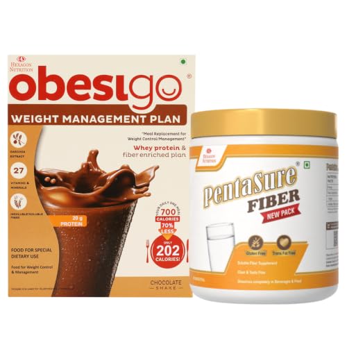 Obesigo BLCD - Weight Management | Chocolate - 350Gm (7 Sachets*50g) + PentaSure Fiber 100g