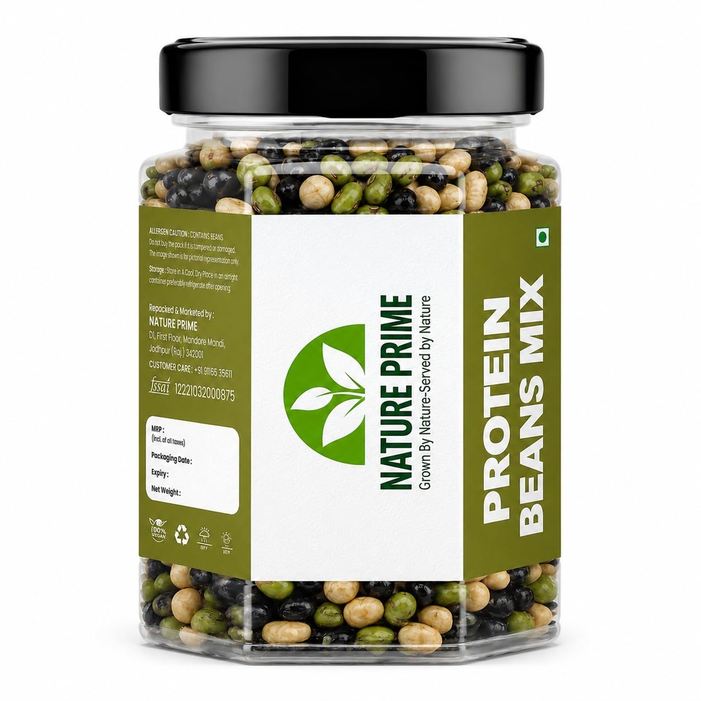 Nature Prime Protein Beans | High Protein Roasted Beans | Healthy Crunchy Snack | Rich in Plant Protein & Fiber | Gluten Free | Ready to Eat | 200g