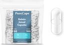 PureCaps USA - Empty Gelatin Capsules Size 00| 100 Joined Pills| Clear| Non-GMO Certified| SLS, Gluten, Preservative Free