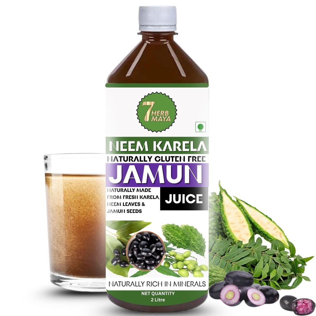 Neem Karela Jamun Juice | Herbal Daily Cleanse Drink | No Added Sugar | Traditional Bitter Juice (2 Litre, Neem Karela Jamun Juice)