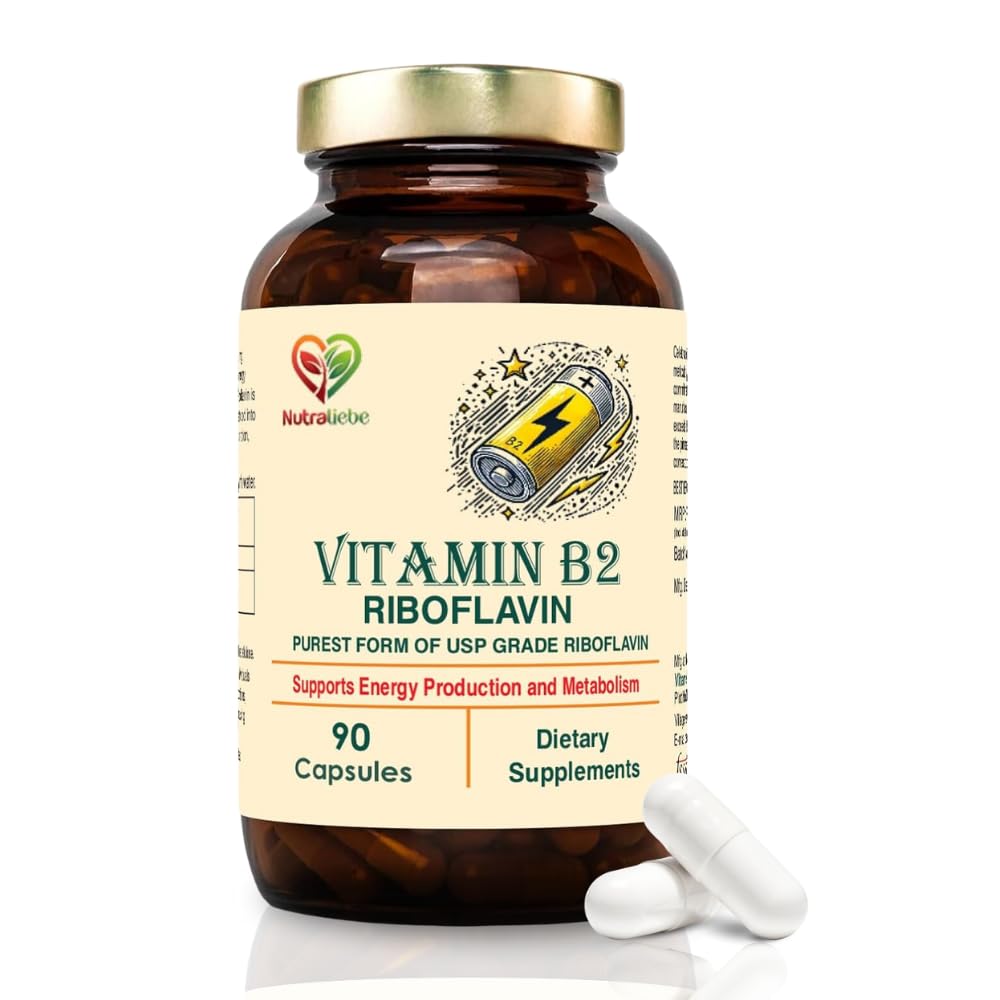 Vitamin B2 Riboflavin - High Potency, Supports Energy Metabolism & Cellular Health, 90 Capsules