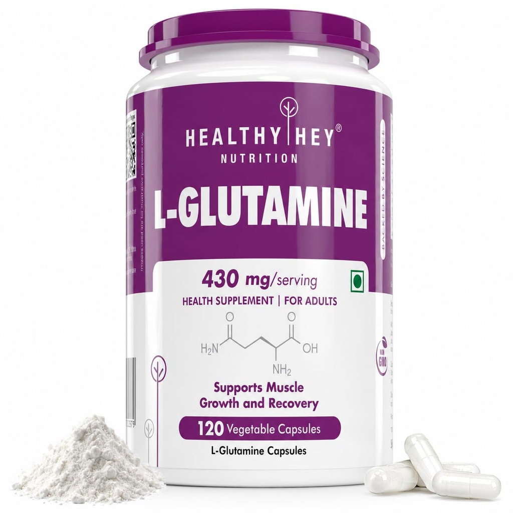 HealthyHey L Glutamine Capsules High Strength-120 Capsules