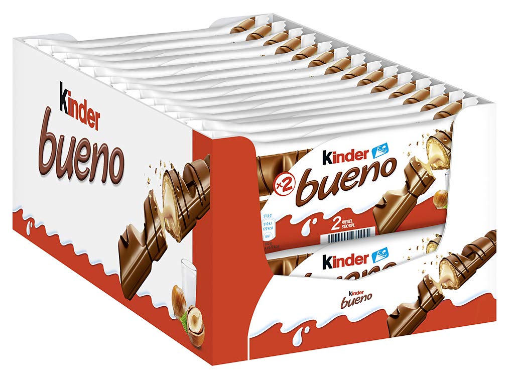 Kinder Bueno 2Bar Pack of 30 30X 2Bars,Hazelnut,1.36 Kg