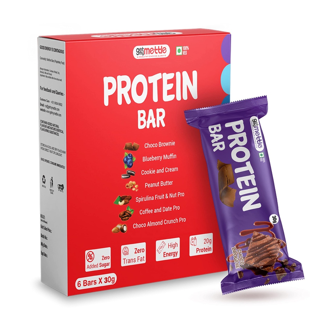 Mettle Choco Brownie Protein Bars | Each 30g Bar | Protein Bars (180 g, Choco Brownie)