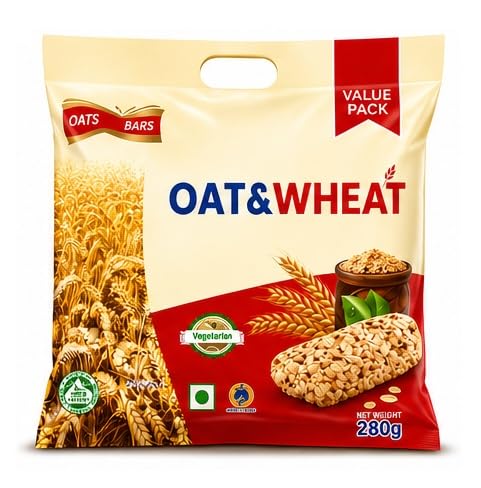 Oats & Wheat Mini Bar With Two New Flavour Vanilla & Strawberry 40 PCS Packet 280G By Decadent Foods
