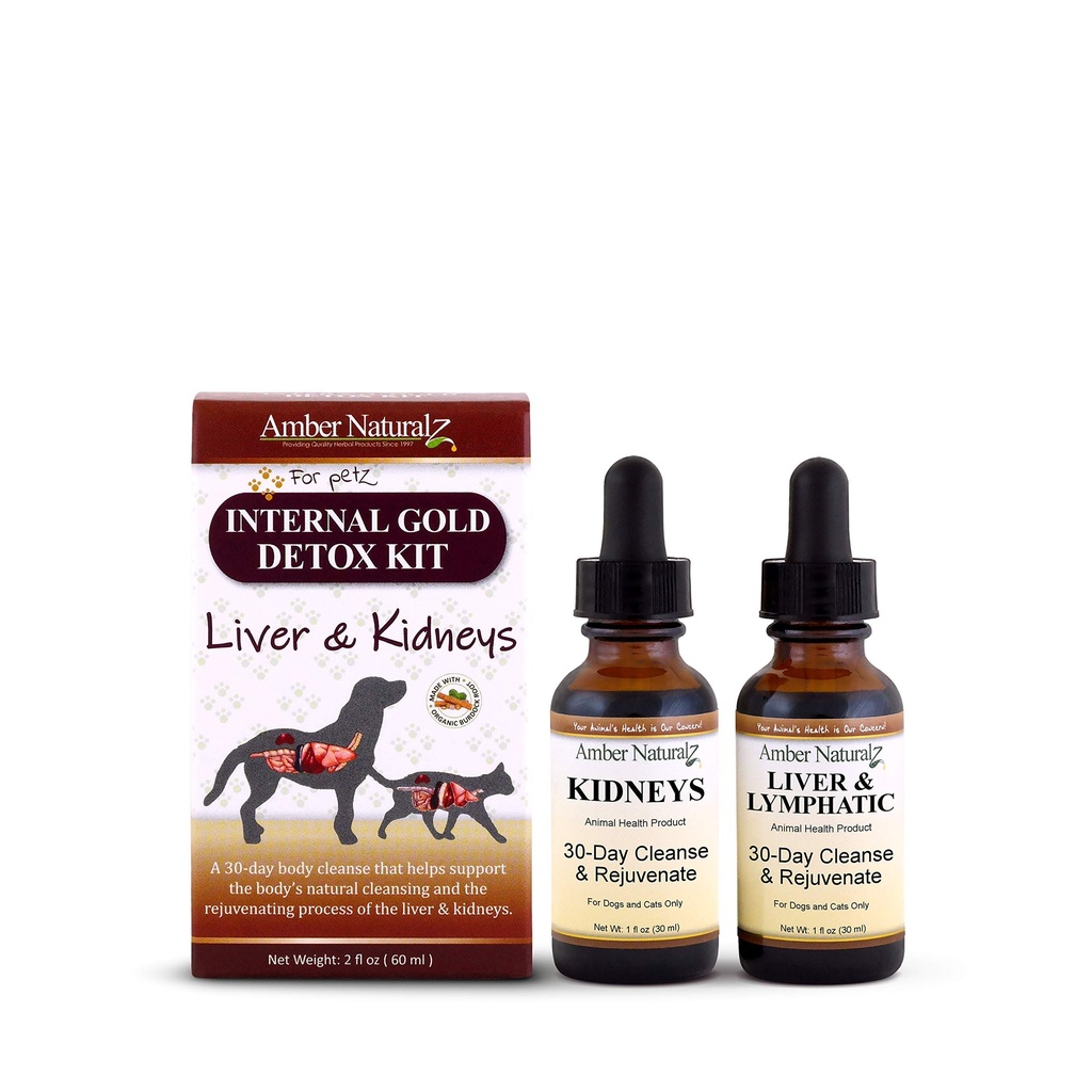 AMBER NATURALZ Internal Gold Detox Kit for Dogs, Cats, Birds, Rabbits, and Guinea Pigs | Herbal Support for Liver and Kidney Health | Natural Aid for Liver and Kidney Functions