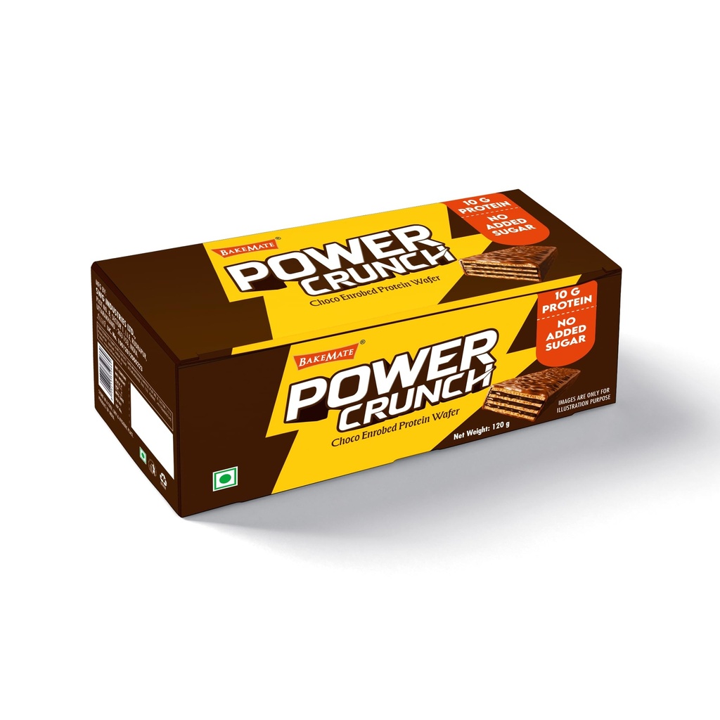 BAKEMATE Power Crunch Protein Wafer Bars | No Added Sugar | High Protein & High Fiber | 100% Vegetarian 120 g