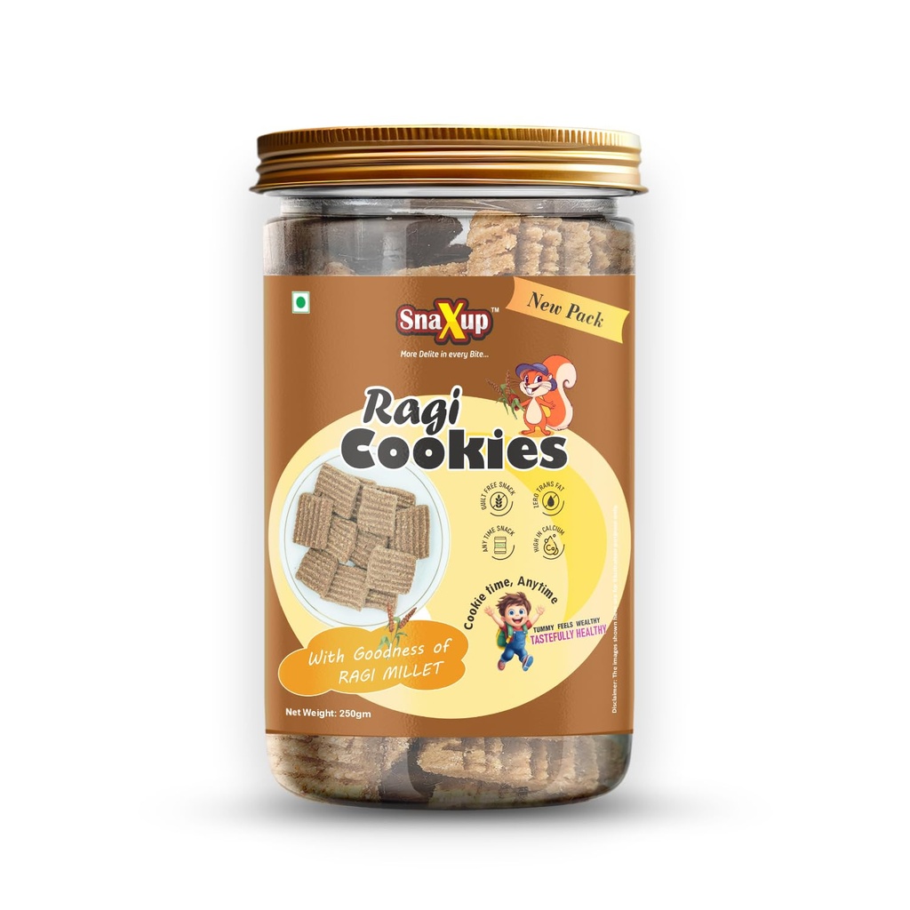 Snaxup Millets Ragi Protein Cookies | Whey Protein, Healthy Flax Seeds | Sugar Free Cookies Biscuits (250g, Ragi Cookies)