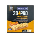 Sporticus 20+Pro High Protein Bar Peanut & Salted Caramel - 28% Protein, 10.6g Protein Per Bar, Made in Italy, Pack of 3 x 38g (114g)