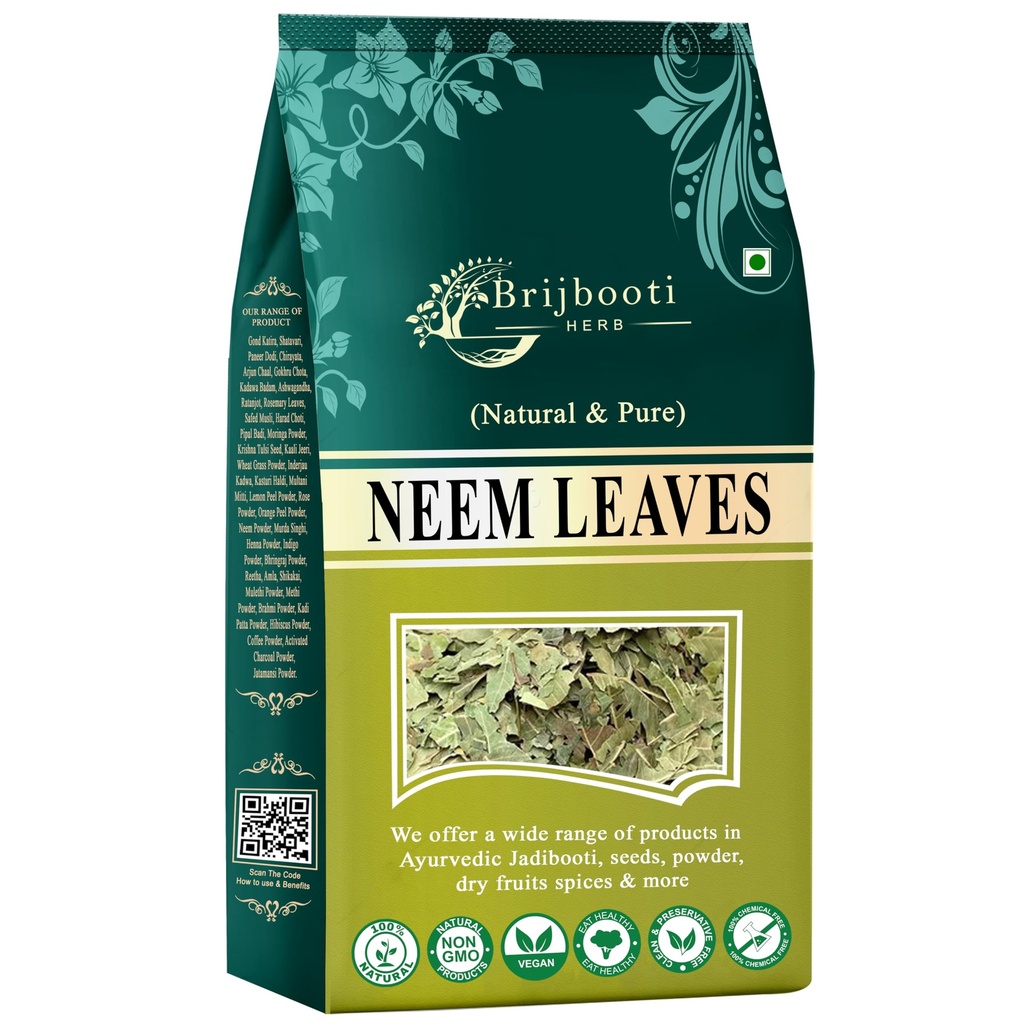 Brijbooti Neem Leaves 200 Gram - Leaf - Neem Leaves Dried for Skin & Eating - Sukhi Neem Patti