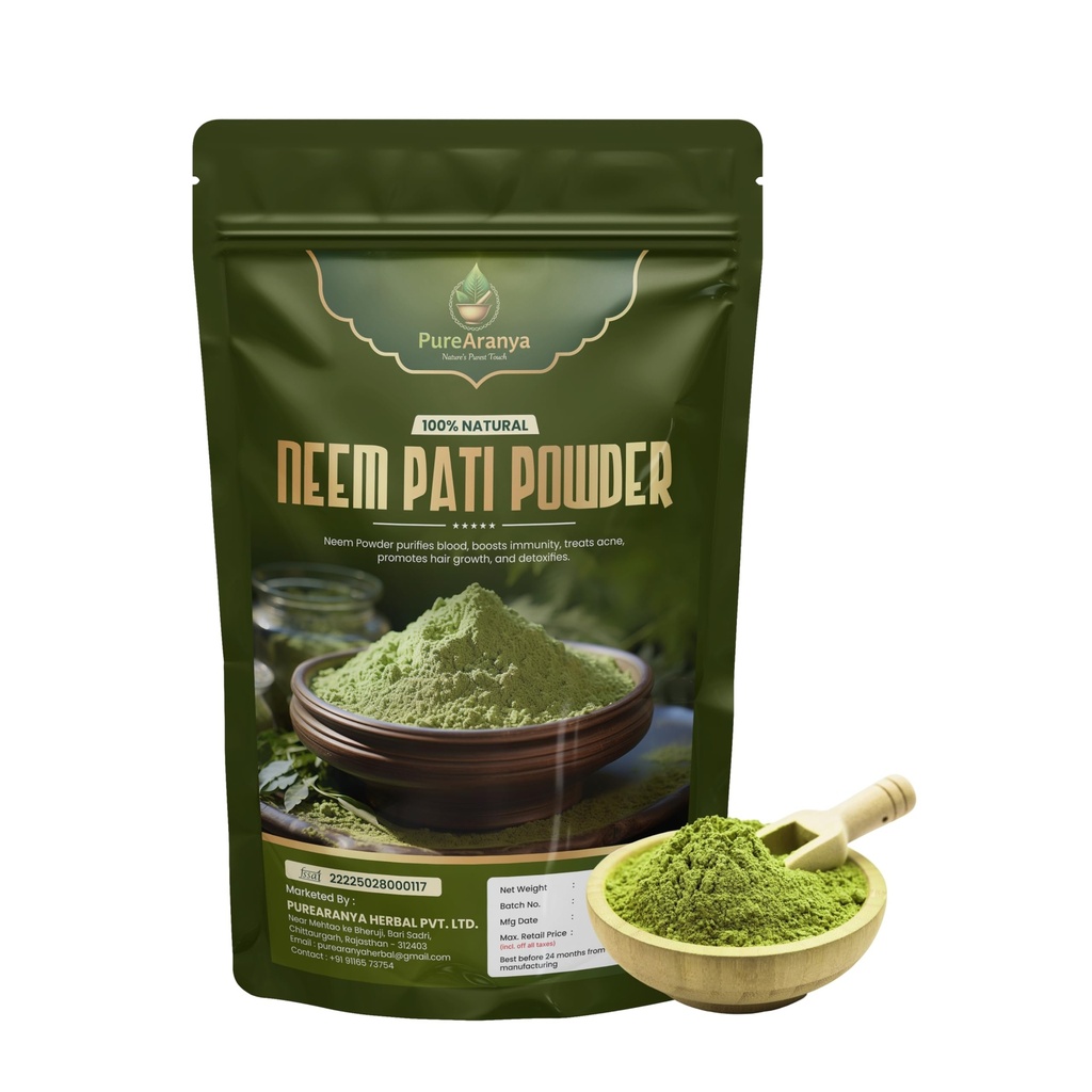 Natural & Organic Neem Leaf Powder 500Gm for Face Packs, Hair Care, Skin Health, Blood Purification, Immunity & Overall Wellness